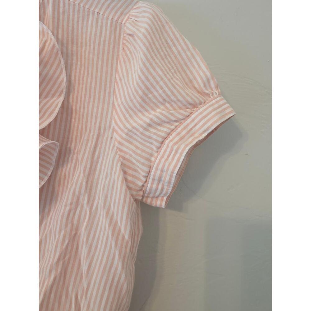 Forever 21 Ruffle Striped Peplum Blouse Office Siren Size S - Picture 3 of 7